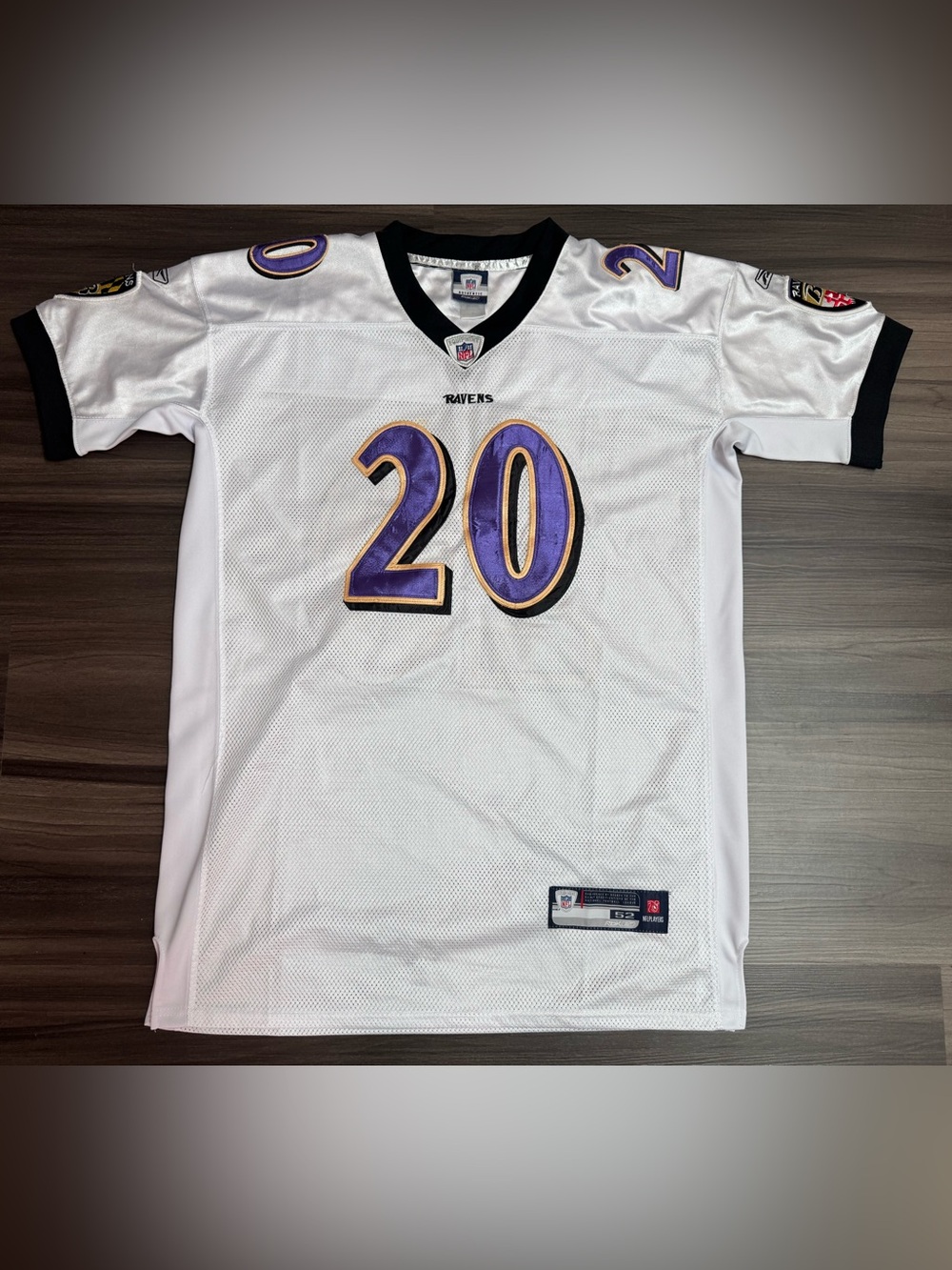 Reebok Ed Reed #20 Baltimore Ravens NFL Equipment Stitched Away Jersey Men 52 XL